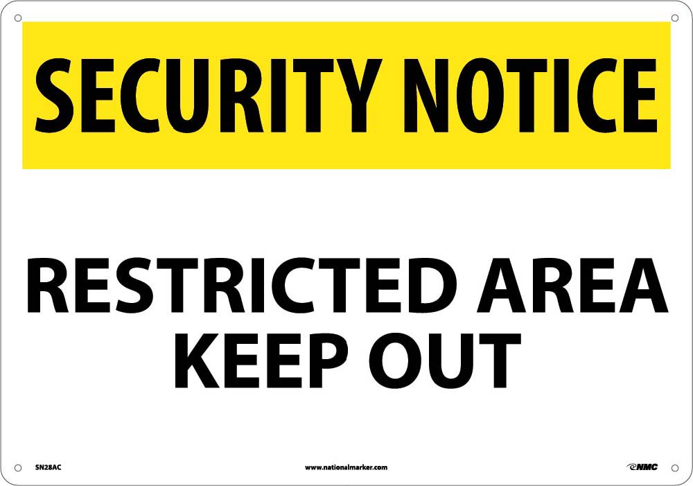 Security Notice Restricted Area Keep Out Sign-eSafety Supplies, Inc