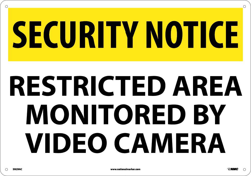 Security Notice Restricted Area Monitored Sign-eSafety Supplies, Inc