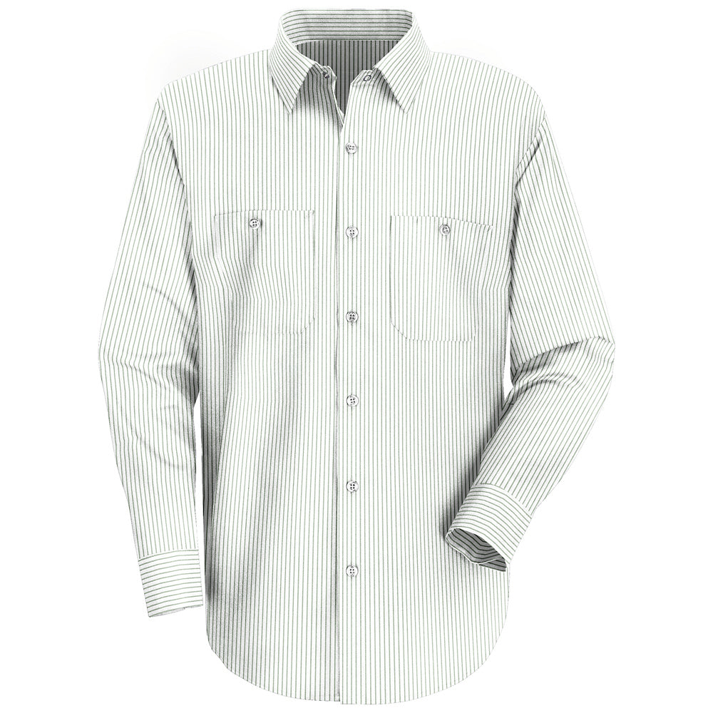 Red Kap Men's Industrial Stripe Work Shirt SP10 - White / Green Stripe-eSafety Supplies, Inc