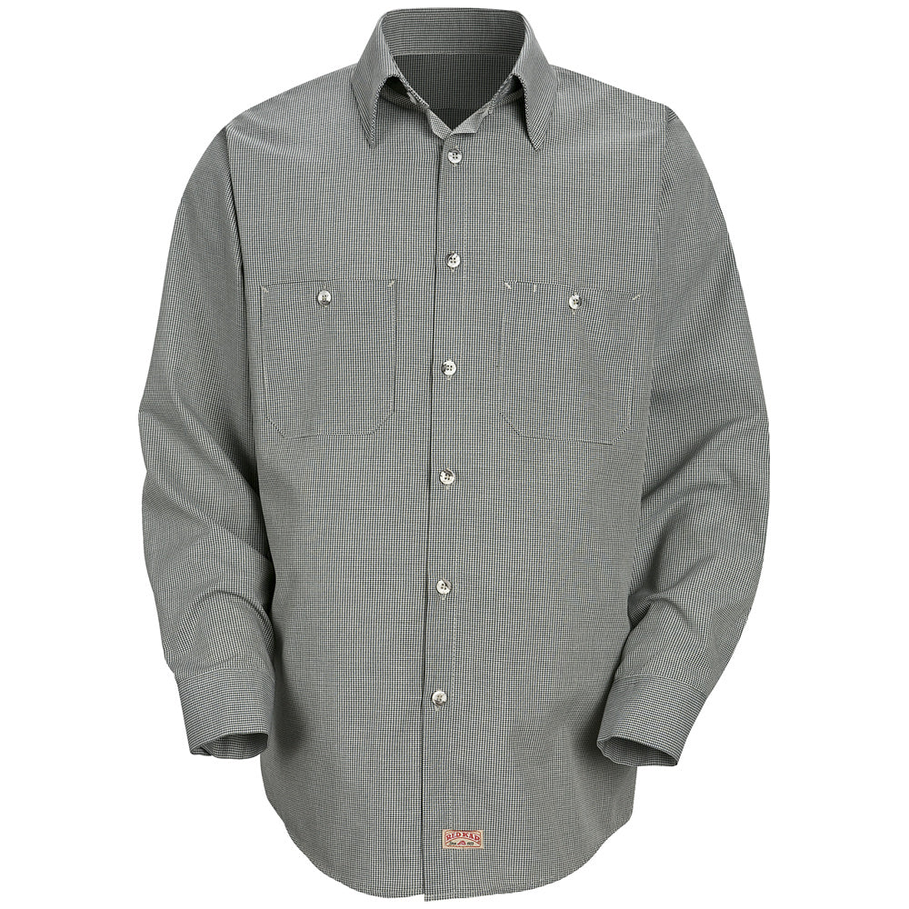 Red Kap Men's Micro-Check Uniform Shirt SP10 - Hunter / Khaki Check-eSafety Supplies, Inc