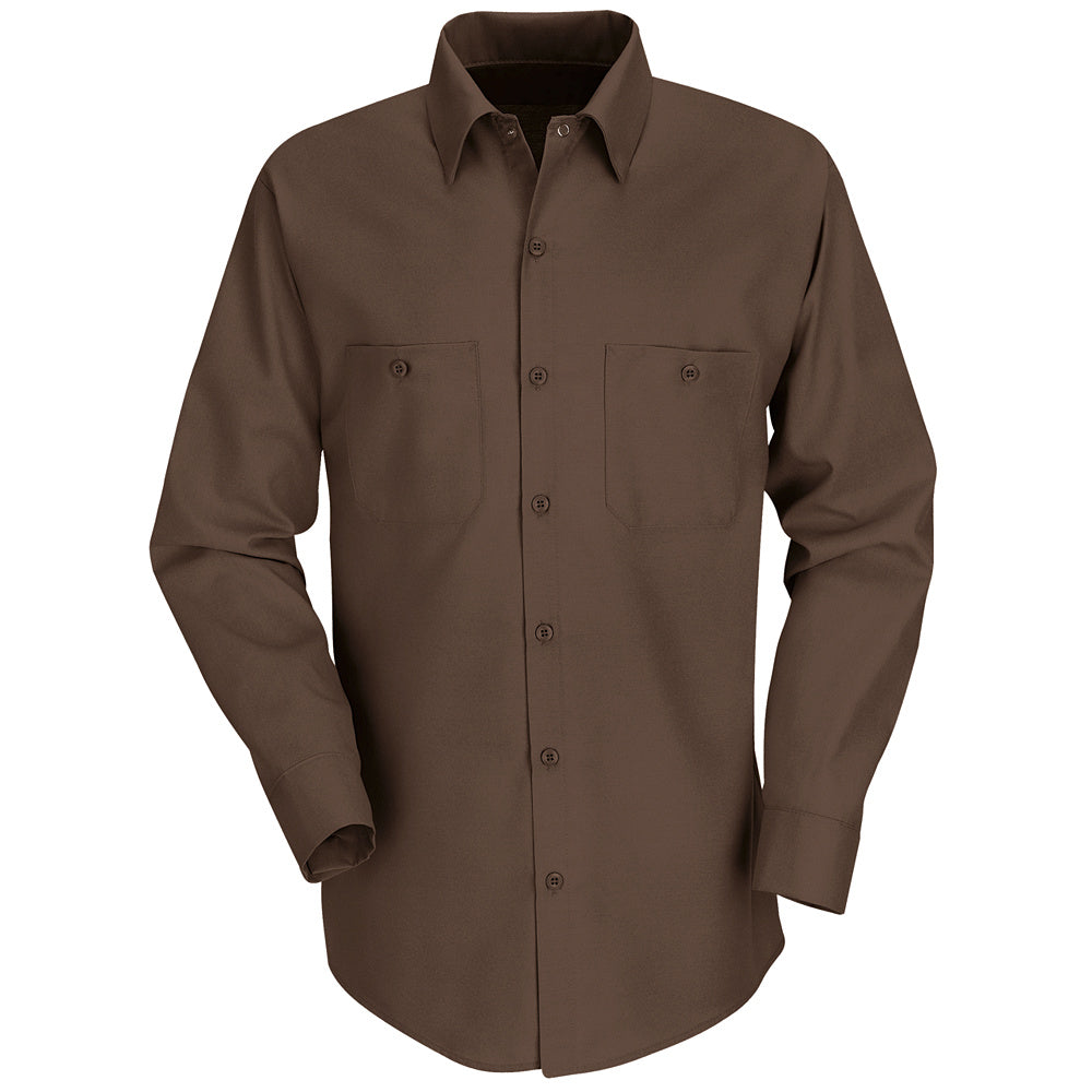 Red Kap Red Kap® Men’s Long-Sleeve Work Shirt  SP14 - Chocolate Brown-eSafety Supplies, Inc