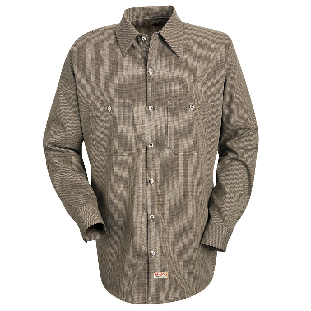 Red Kap Red Kap® Men’s Long-Sleeve Work Shirt  SP14 - Khaki / Black Microcheck-eSafety Supplies, Inc