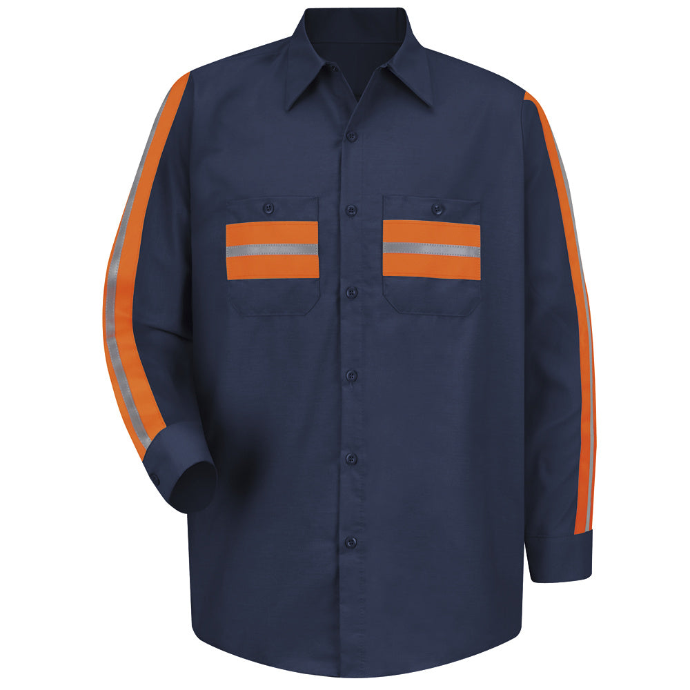 Red Kap Enhanced Visibility Shirt SP14 - Navy with Orange Visibility Trim-eSafety Supplies, Inc