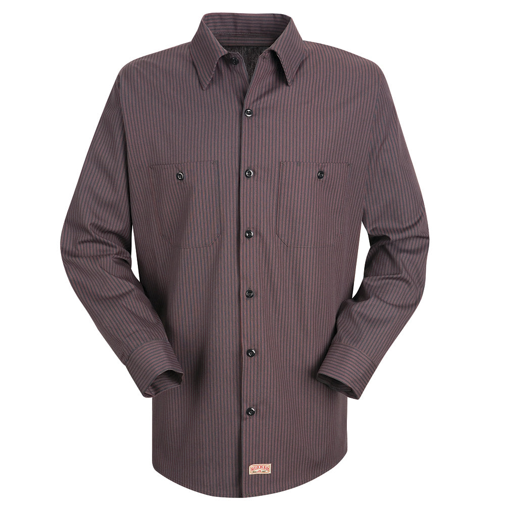 Red Kap Red Kap® Men’s Long-Sleeve Work Shirt  SP14 - Charcoal / Red Twin Stripe-eSafety Supplies, Inc
