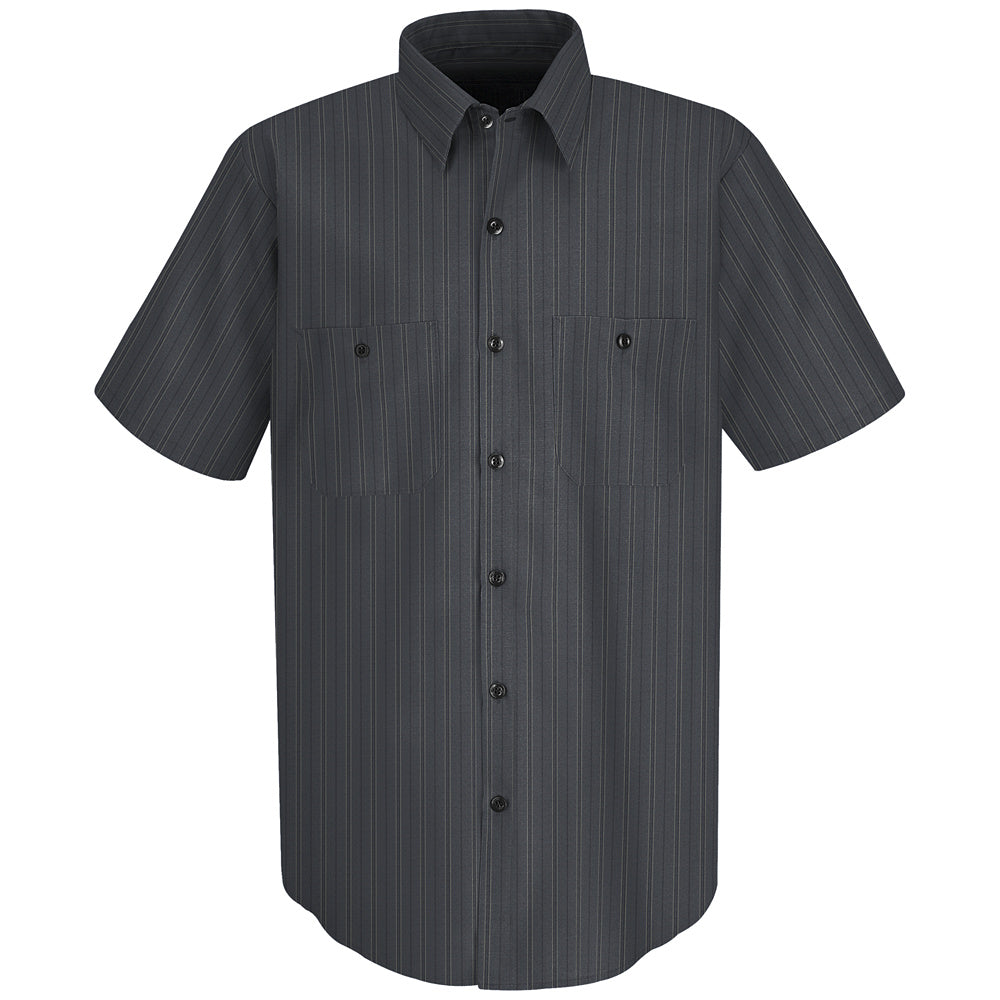 Red Kap Men's Industrial Stripe Work Shirt SP20 - Charcoal with Blue / White Stripe-eSafety Supplies, Inc