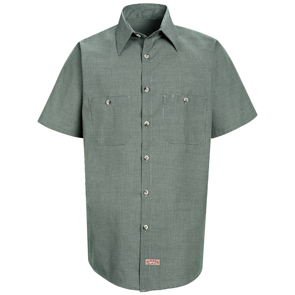 Red Kap Men's Micro-Check Uniform Shirt SP20 - Hunter / Khaki Check-eSafety Supplies, Inc