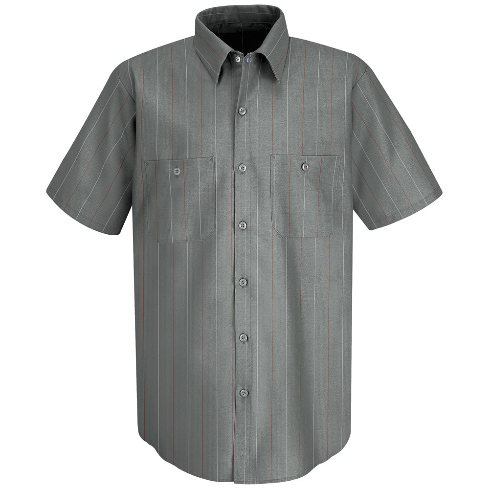 Red Kap Men's Industrial Stripe Work Shirt SP24 - Charcoal / Red / White Stripe-eSafety Supplies, Inc