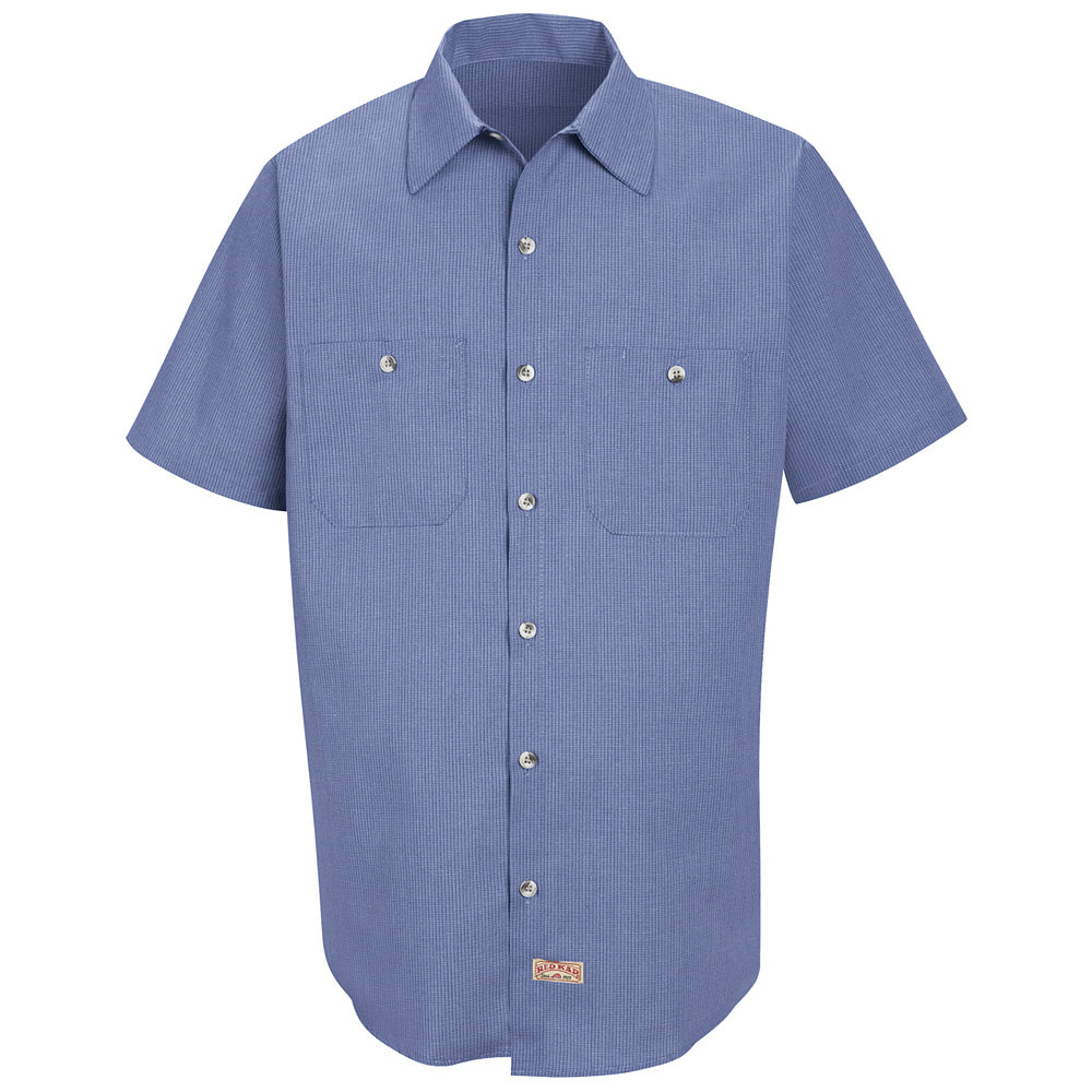 Red Kap Men's Geometric Micro-Check Work Shirt SP24 - Denim Blue Microcheck-eSafety Supplies, Inc