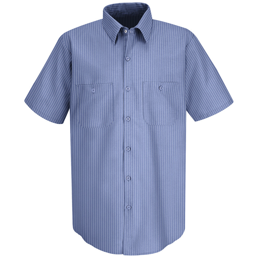 Red Kap Men's Durastripe® Work Shirt SP24 - Medium Blue / Light Blue Twin Stripe-eSafety Supplies, Inc