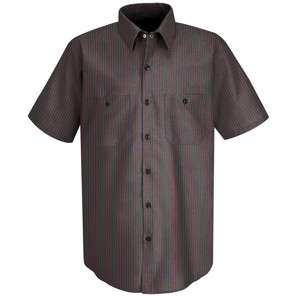 Red Kap Men's Durastripe® Work Shirt SP24 - Charcoal / Red Twin Stripe-eSafety Supplies, Inc