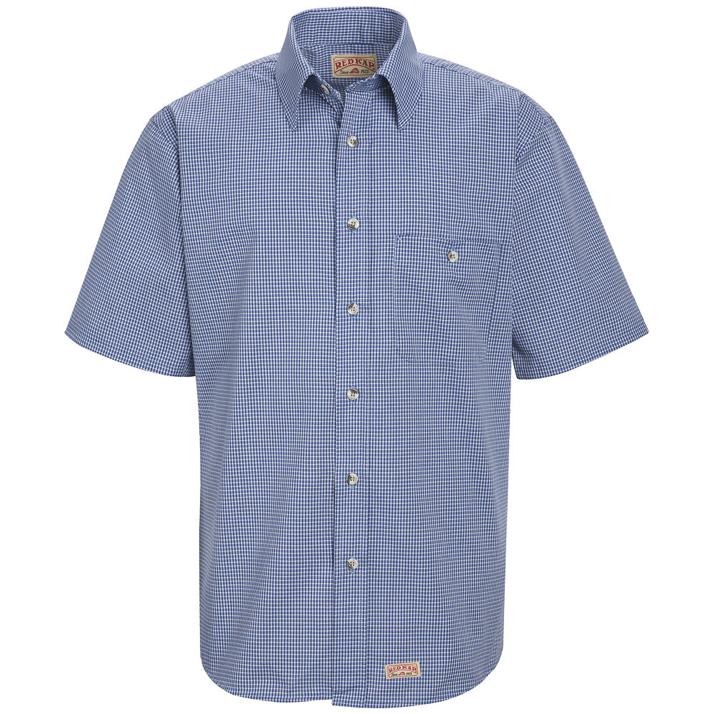 Red Kap Men's Mini-Plaid Uniform Shirt SP84 - White / Blue-eSafety Supplies, Inc