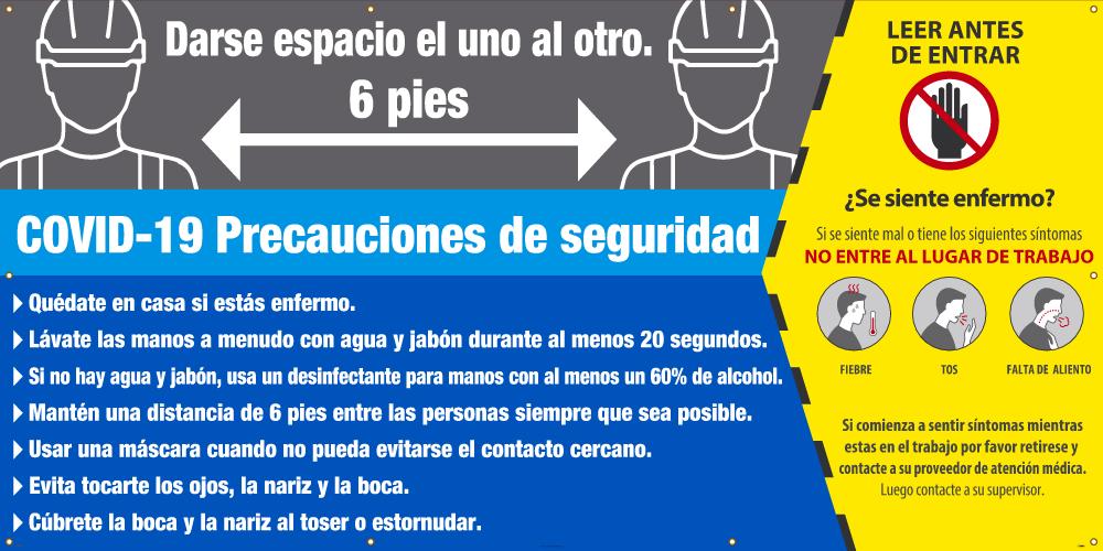 COVID-19 SAFETY PRECAUTIONS BANNER SPANISH 5' X 10 '-eSafety Supplies, Inc