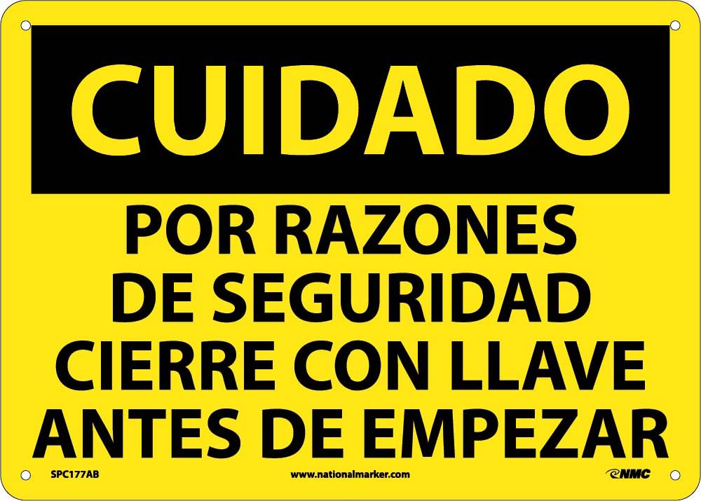 Caution Lockout Before Start Sign - Spanish-eSafety Supplies, Inc