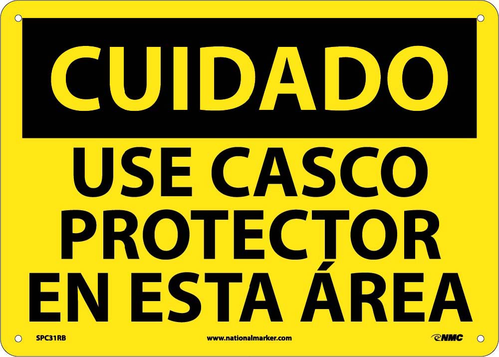 Caution Hard Hat Area Sign - Spanish-eSafety Supplies, Inc