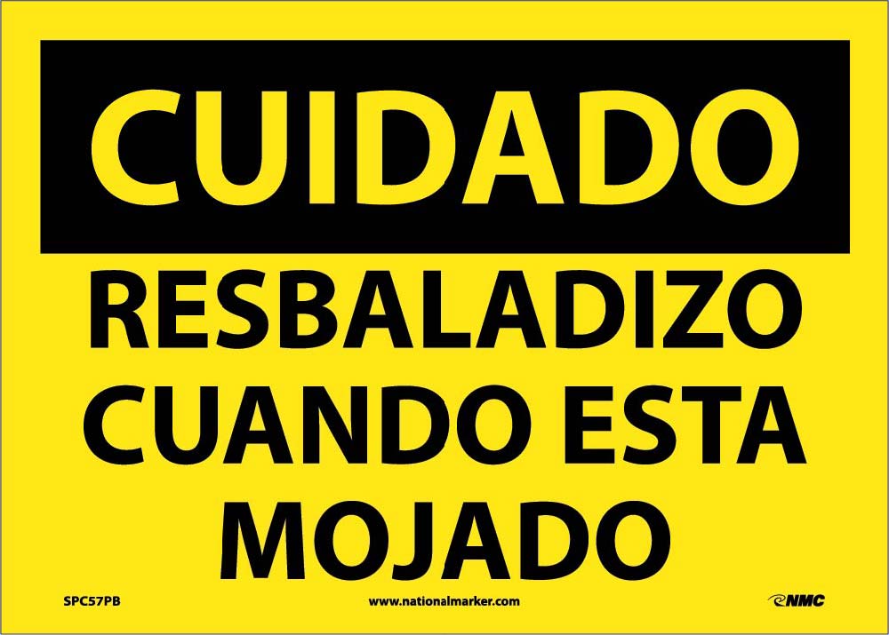 Caution Slippery When Wet Sign - Spanish-eSafety Supplies, Inc