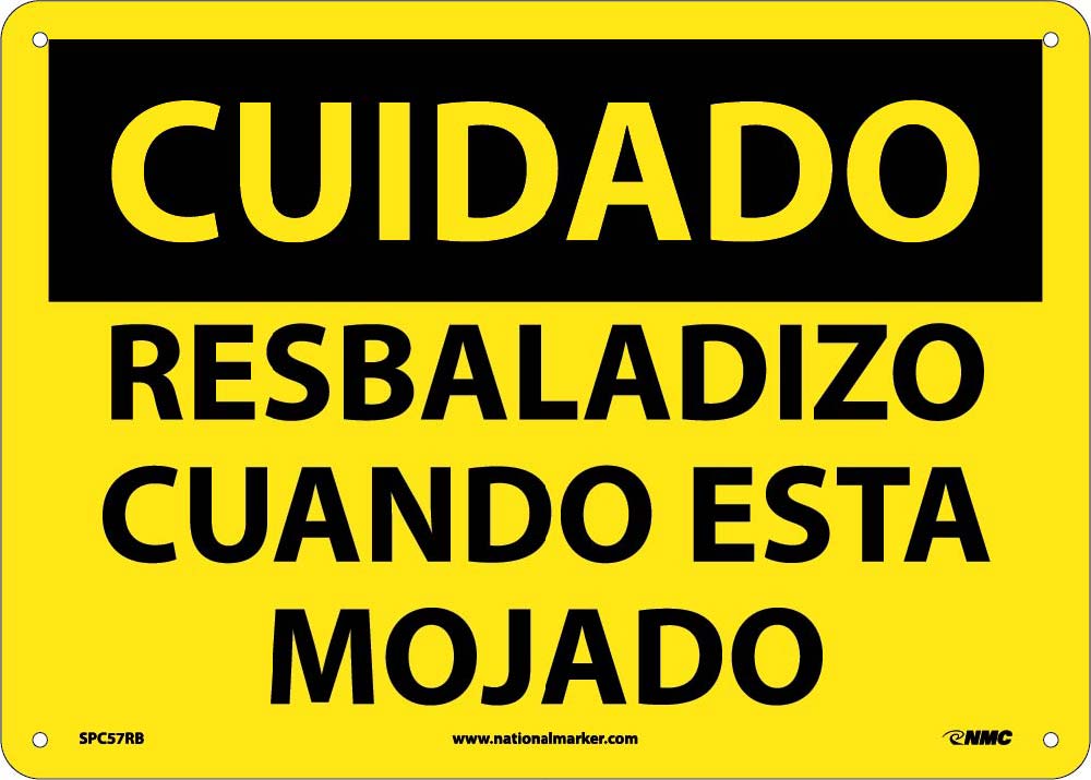 Caution Slippery When Wet Sign - Spanish-eSafety Supplies, Inc