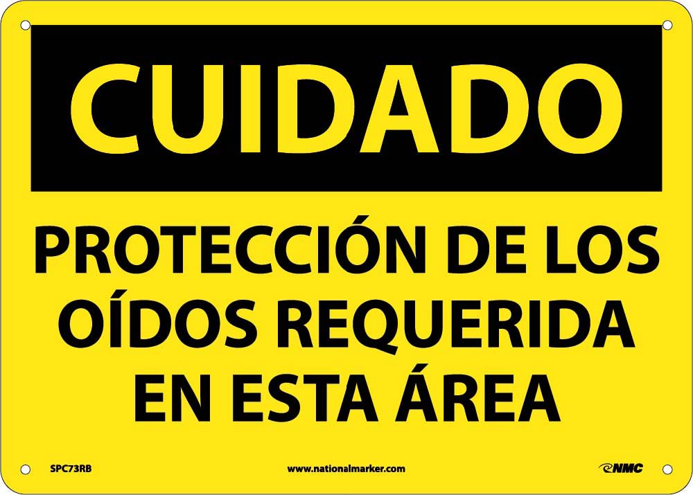 Caution Hearing Protection Required Sign - Spanish-eSafety Supplies, Inc