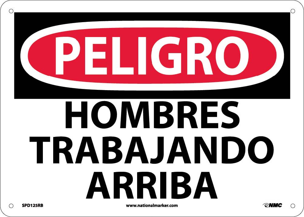Danger Men Working Above Sign - Spanish-eSafety Supplies, Inc