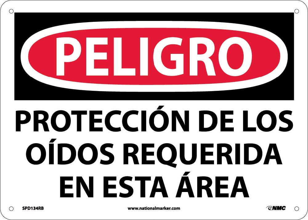 Danger Hearing Protection Required Sign - Spanish-eSafety Supplies, Inc