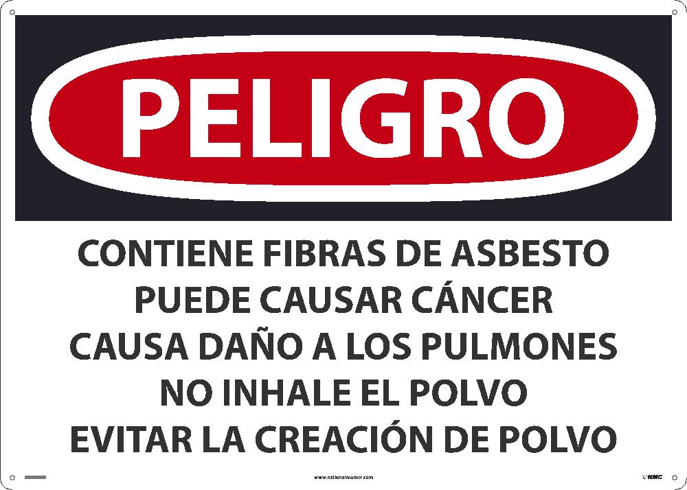 Contains Asbestos Fibers May Cause Cancer Avoid Creating Dust Sign - Spanish-eSafety Supplies, Inc