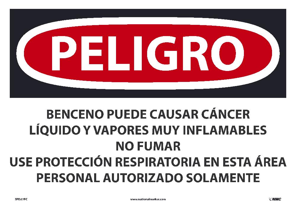 Benzene May Cause Cancer Highly Sign - Spanish-eSafety Supplies, Inc