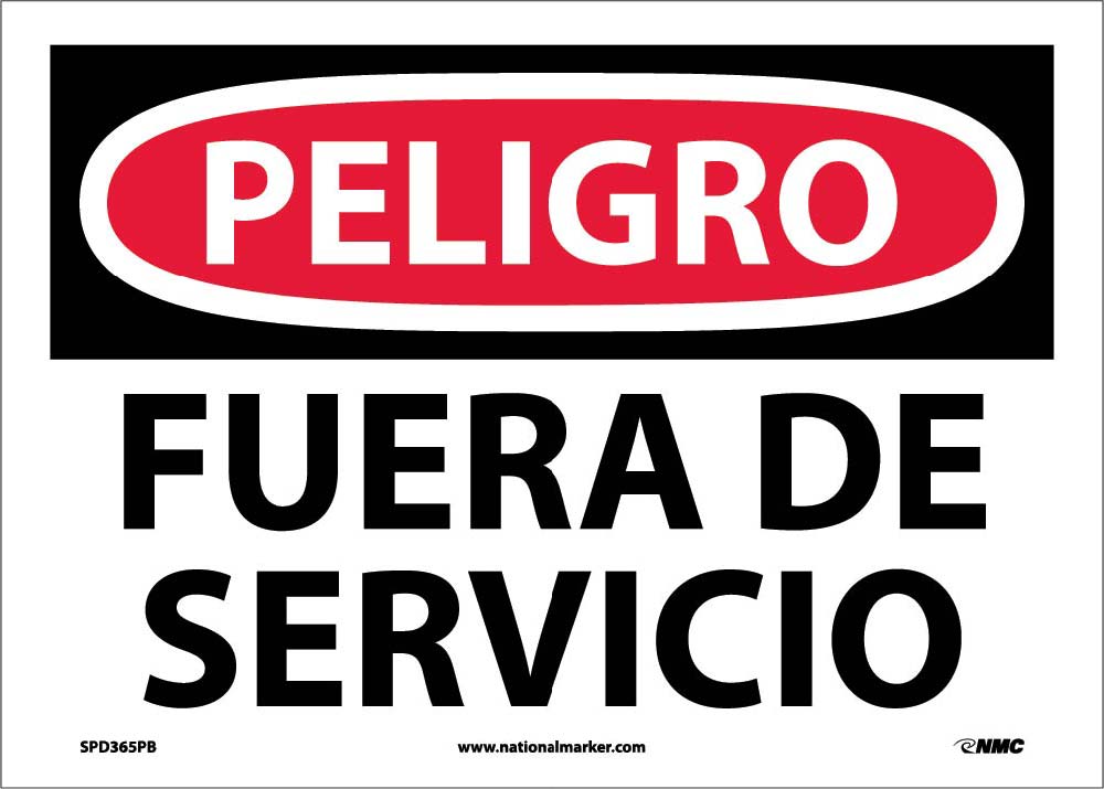 Danger Out Of Service Sign - Spanish-eSafety Supplies, Inc