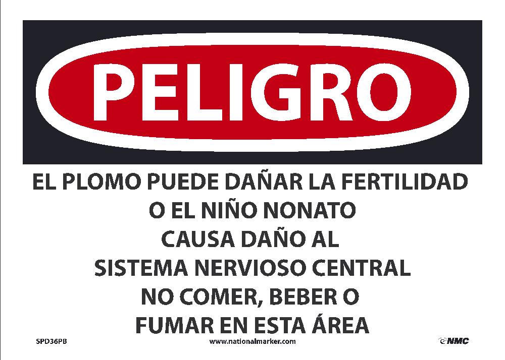Lead May Damage Fertility Sign - Spanish-eSafety Supplies, Inc