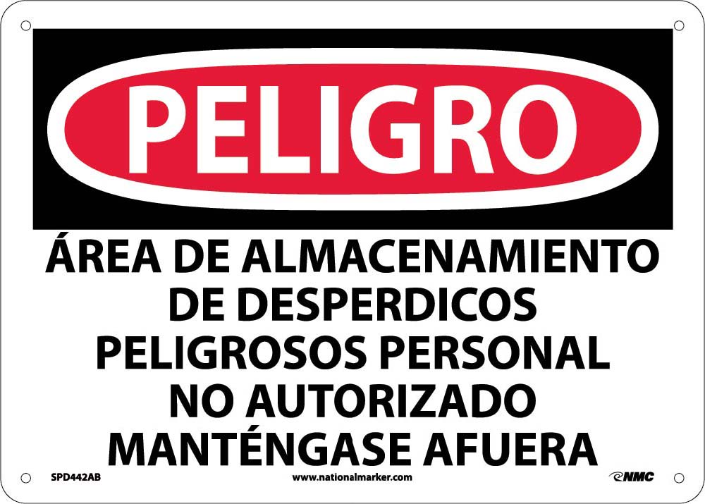 Danger Hazardous Waste Storage Area Sign - Spanish-eSafety Supplies, Inc