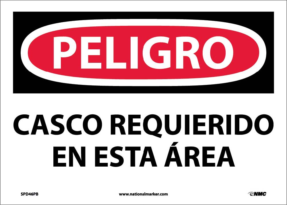 Danger Hard Hat Area Sign - Spanish-eSafety Supplies, Inc