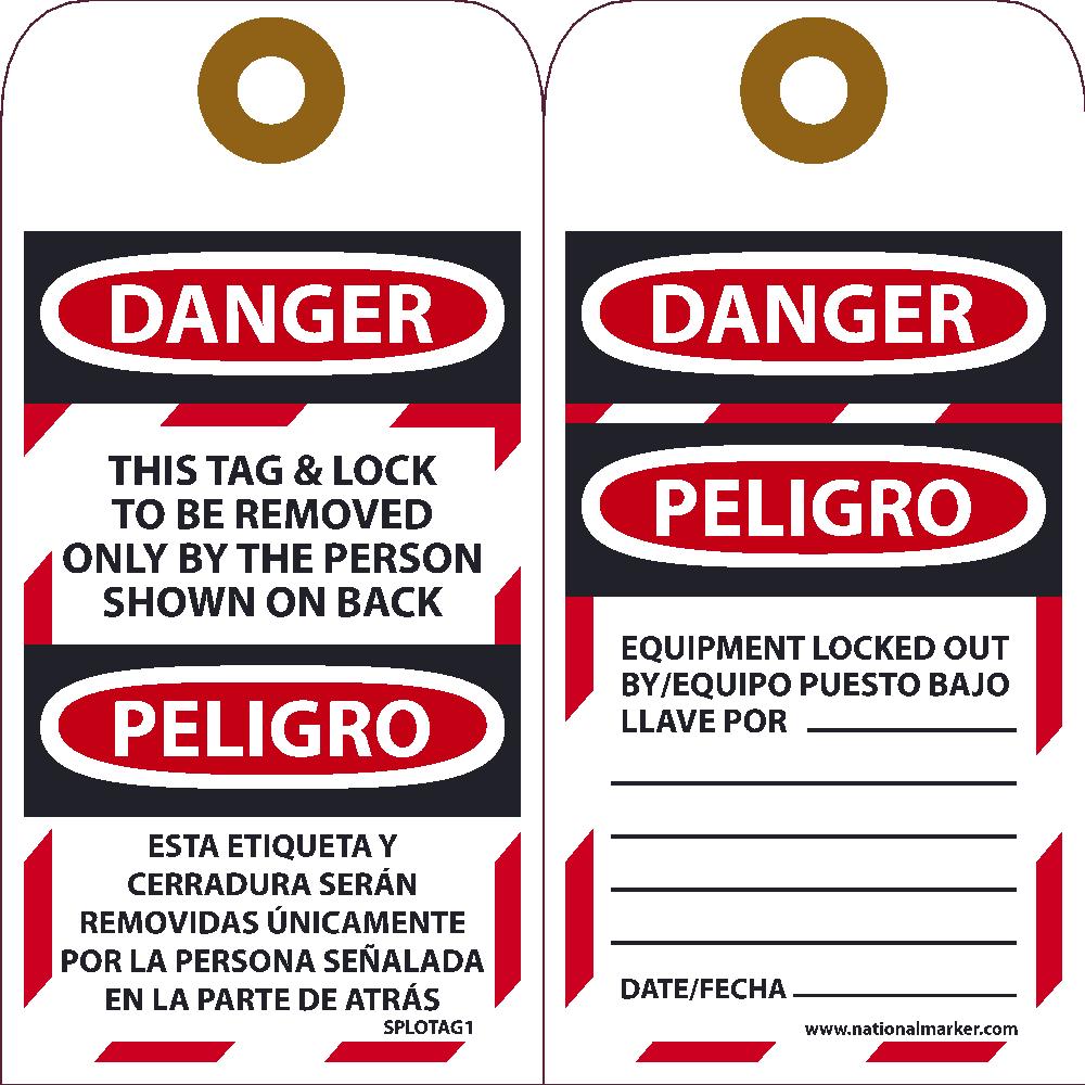 Danger This Tag & Lock To Be Removed Only By Bilingual Tag - Pack of 25-eSafety Supplies, Inc