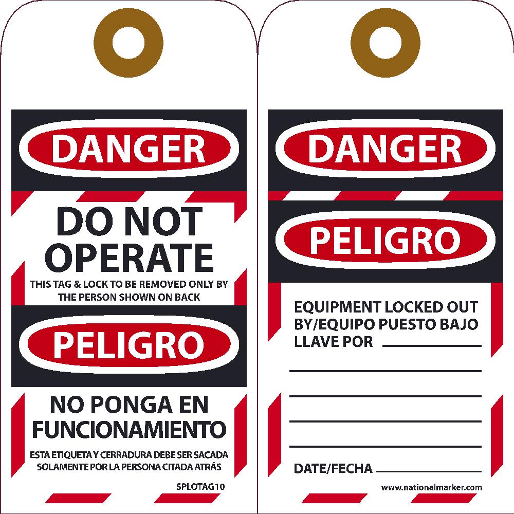 Danger Do Not Operate This Bilingual Tag - 10 Pack-eSafety Supplies, Inc