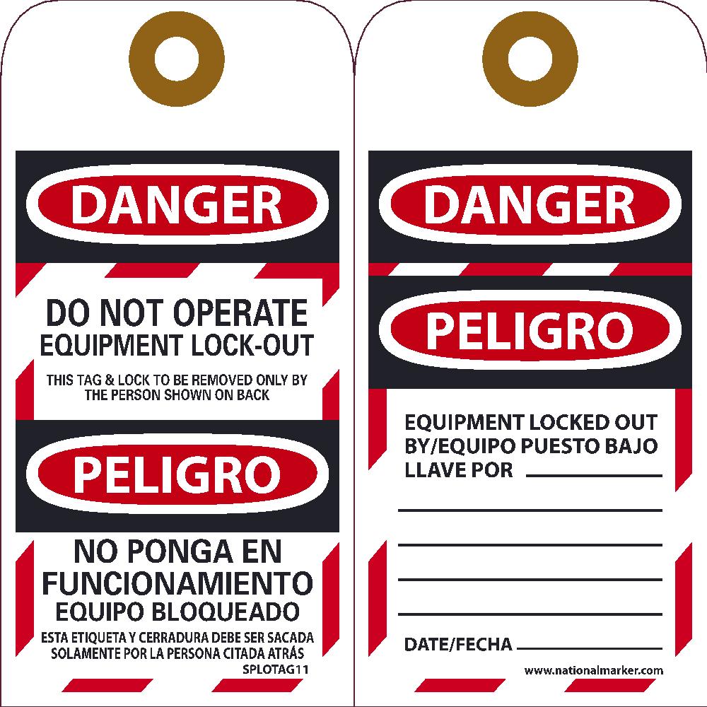 Danger Do Not Operate Equipment Lock-Out Bilingual Tag - Pack of 25-eSafety Supplies, Inc