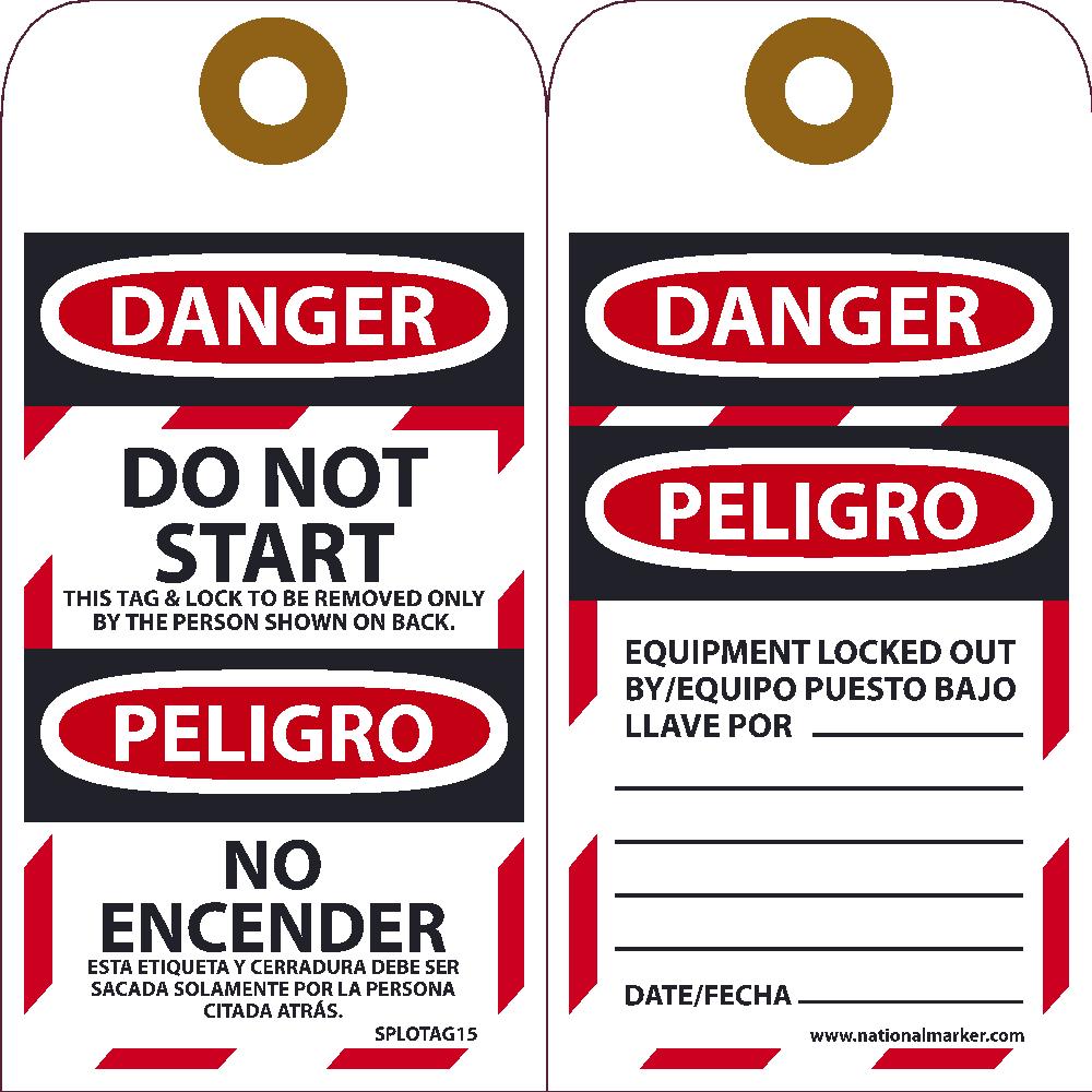 Danger Do Not Start This Bilingual Tag - 10 Pack-eSafety Supplies, Inc