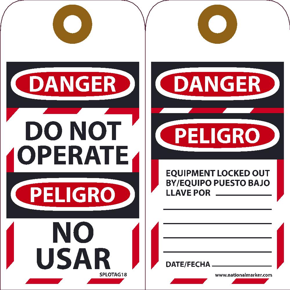 Danger Do Not Operate Bilingual Tag - 10 Pack-eSafety Supplies, Inc