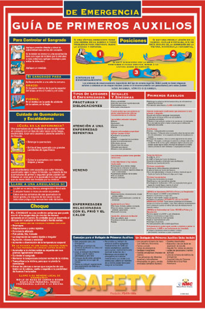 First Aid Guide Spanish Poster-eSafety Supplies, Inc