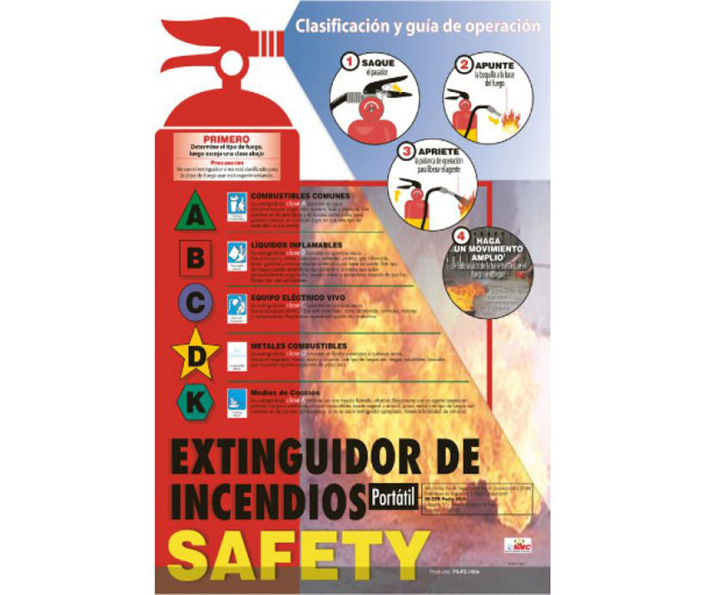 Fire Extinguisher Safety Spanish Poster-eSafety Supplies, Inc