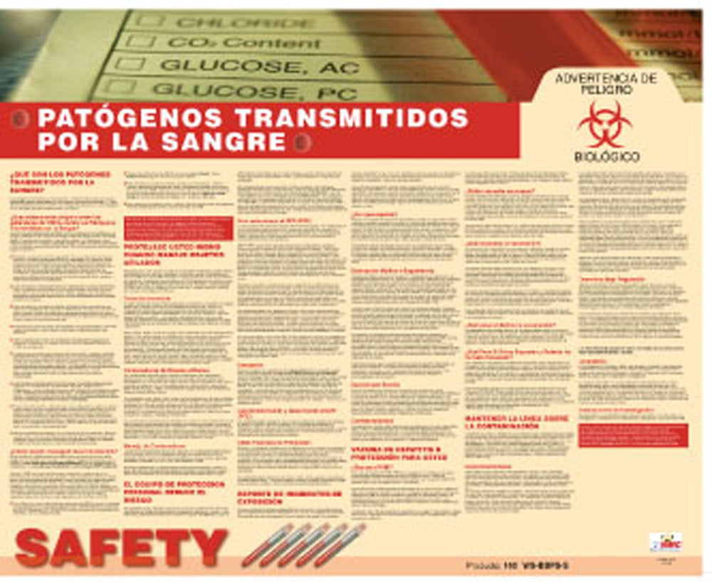 Bloodborne Pathogens Spanish Poster-eSafety Supplies, Inc