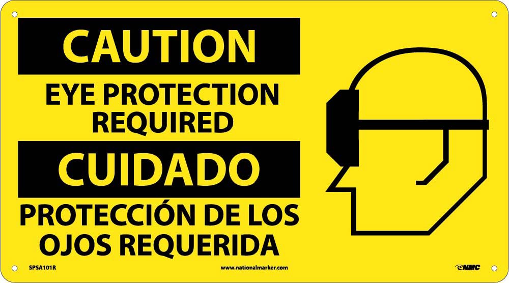 Caution Eye Protection Required Sign - Bilingual-eSafety Supplies, Inc