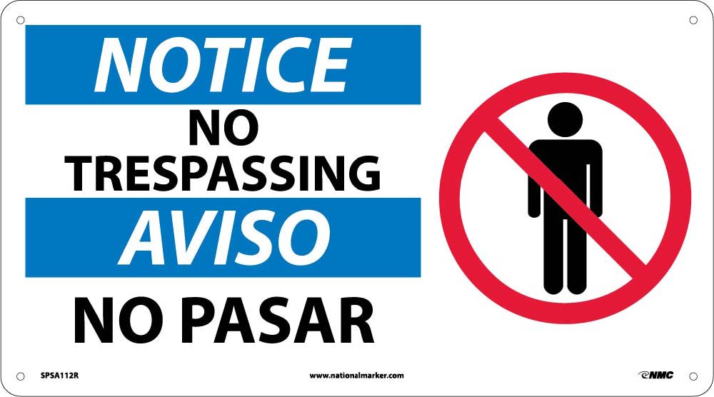 Notice No Trespassing Sign - Bilingual-eSafety Supplies, Inc