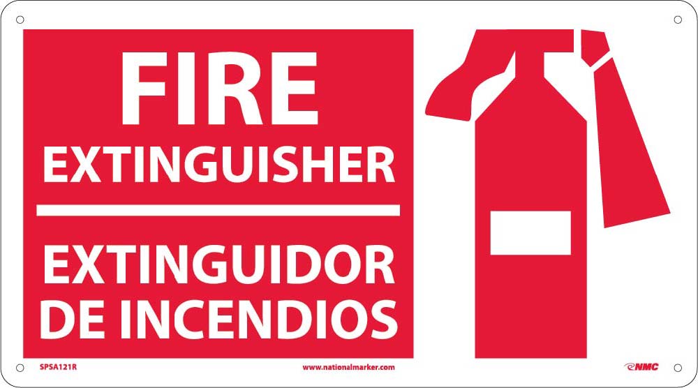 Fire Extinguisher Bilingual Sign-eSafety Supplies, Inc