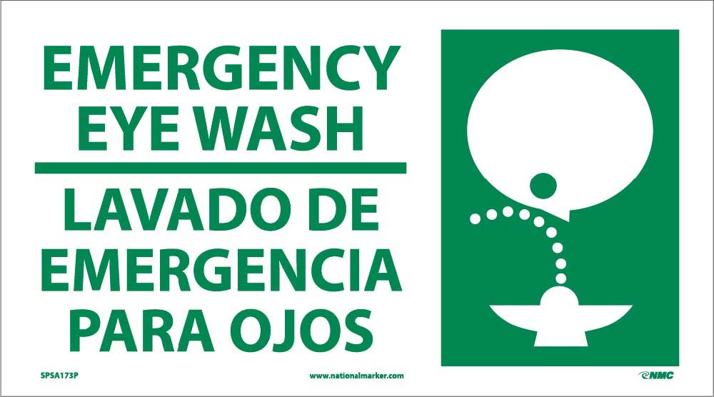 Emergency Eye Wash Sign - Bilingual-eSafety Supplies, Inc