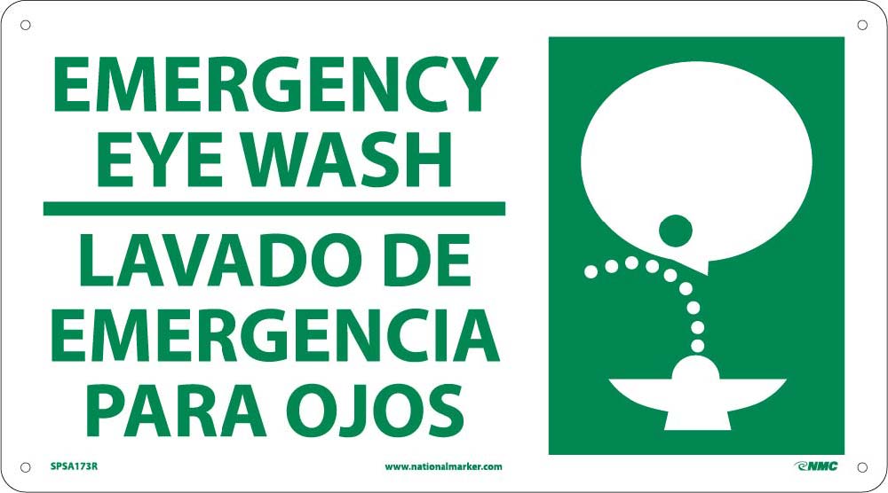 Emergency Eye Wash Sign - Bilingual-eSafety Supplies, Inc