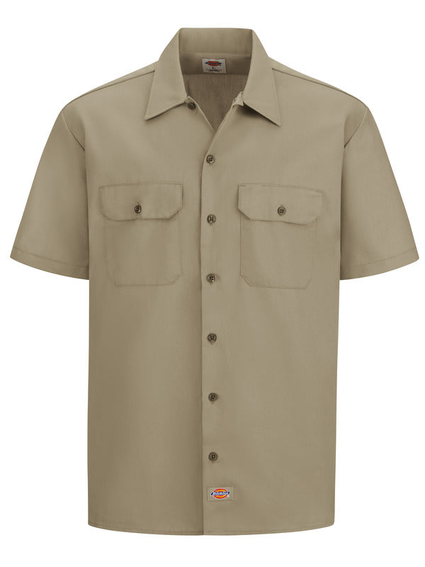 Dickies Men's Short-Sleeve Traditional Work Shirt - Khaki-eSafety Supplies, Inc