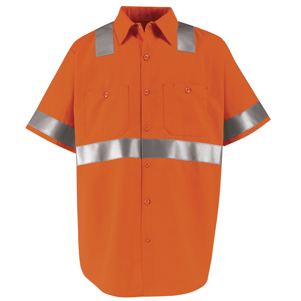 Red Kap Hi-Visibility Work Shirt - Class 2 Level 2 SS24 - Fluorescent Orange-eSafety Supplies, Inc