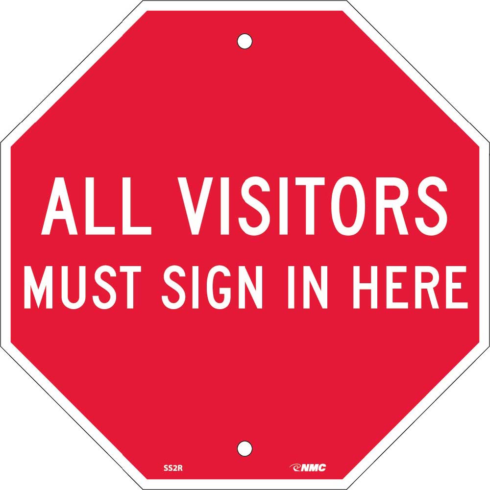 All Visitors Must Sign In Here Stop Sign-eSafety Supplies, Inc