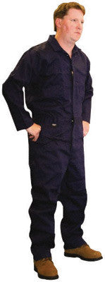Stanco Large Navy Blue 9 Ounce Cotton Flame Resistant Coverall With Front Zipper Closure And Elastic Waistband