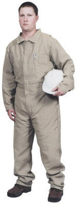 Stanco Medium Tan 9 Ounce Indura Cotton Flame Resistant Coverall With Front Zipper Closure And Elastic Waistband