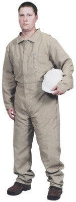 Stanco 2X Tan 9 Ounce Indura Cotton Flame Resistant Coverall With Front Zipper Closure And Elastic Waistband