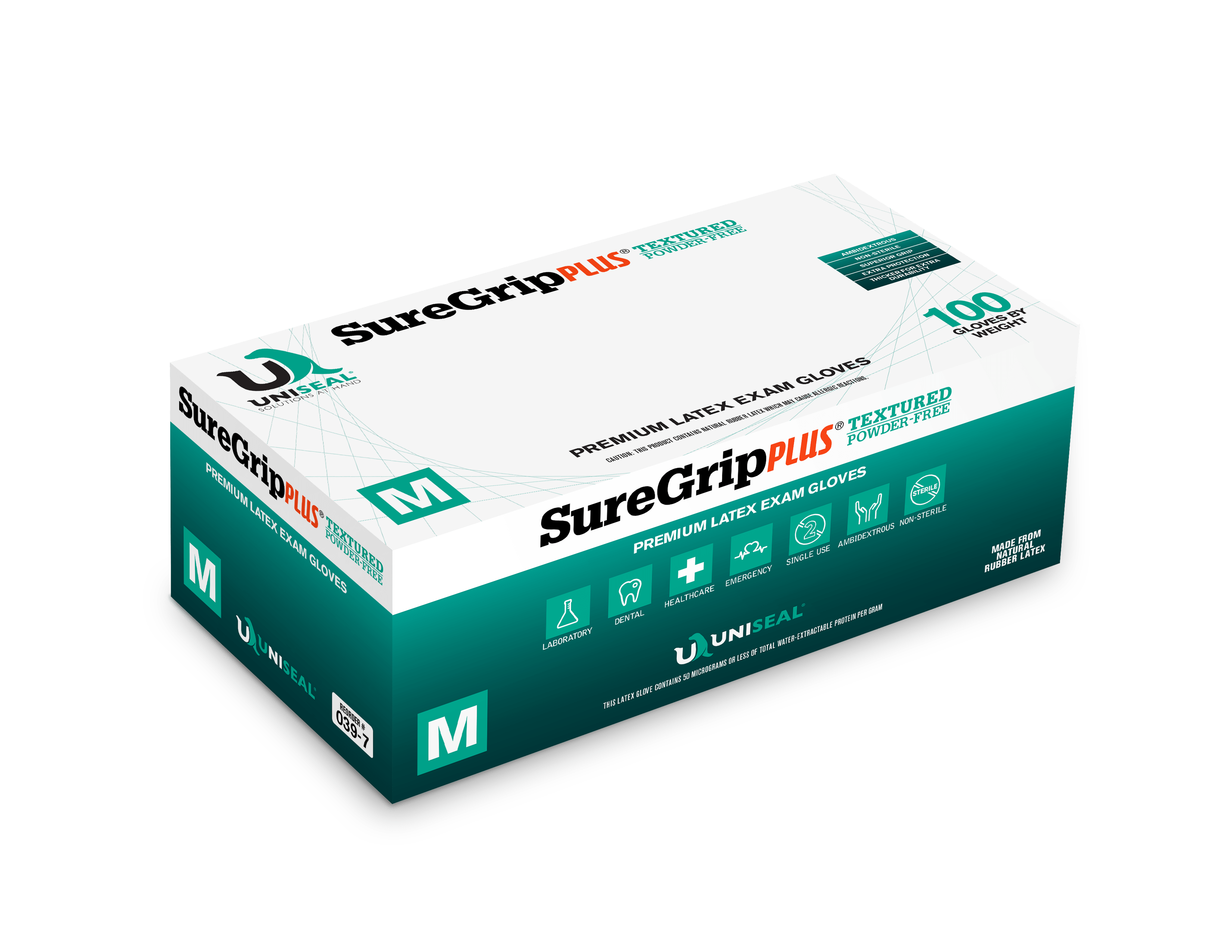 Uniseal® Specialty Latex Exam Gloves – SureGrip Plus Powder-Free-eSafety Supplies, Inc