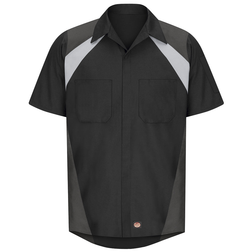 Red Kap Tri-Color Short Sleeve Shop Shirt SY28 - Black / Charcoal-eSafety Supplies, Inc